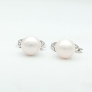 Sterling Silver Fresh Water Pearl Earrings: 10mm Spherical Pearl