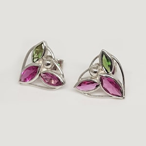 Sterling Silver Tourmaline Stud Earrings: Marquise Gemstone Jewelry
