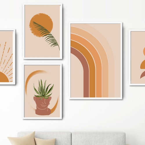 Set of 5 Prints Abstract Landscape Gallery Art Set Boho - Etsy
