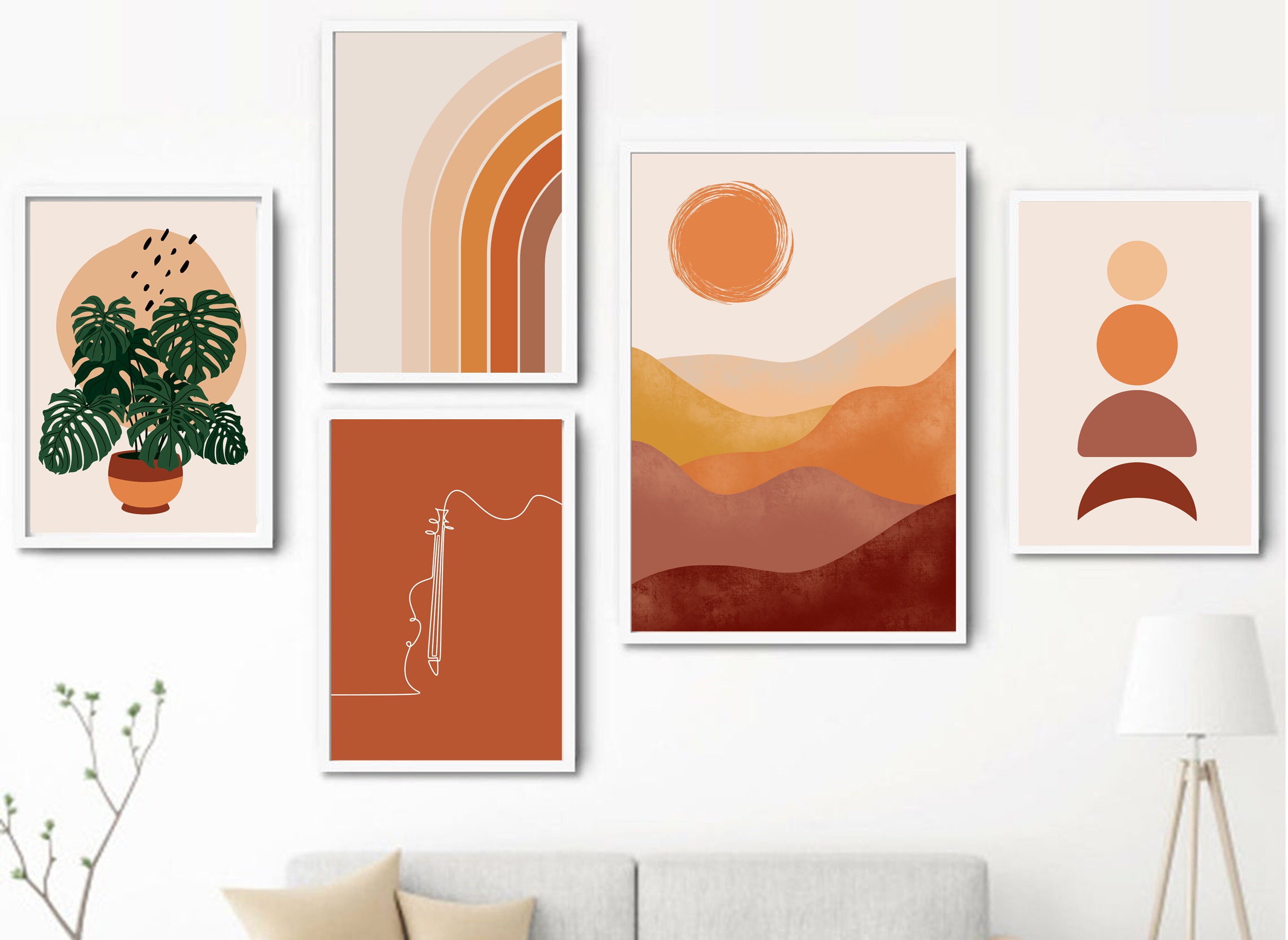 DIY print. Printable wall art Burnt orange leaves Digital download wall art Bohemian home decor