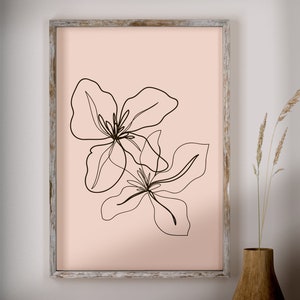 Flores imprimibles arte de la pared, impresión de arte moderno, arte botánico neutro, escandinavo, floral, arte imprimible neutro, línea arte flor