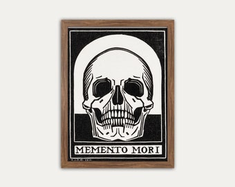 Memento Mori Skull Vintage Illustration, Gothic Wall Art, Skull Sketch, Julie de Graag, Vintage Gothic, Skull Wall Art, b&w wall decor, dark