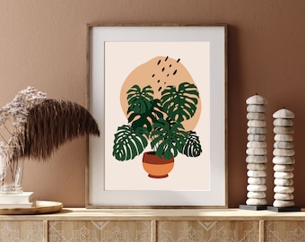 Monstera Printable Wall Art, Monstera Leaf, Plant Prints, House Plants Poster, Leaf print, tropical leaf print, Monstera Plant Print
