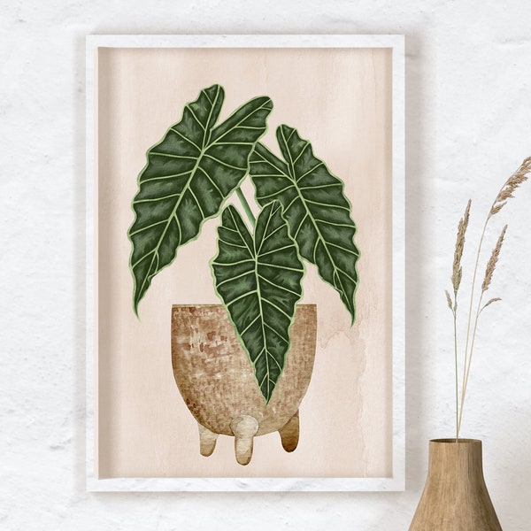 Alocasia Wall Art, Alocasia Polly, Alocasia Elephant Ear Plant Print, House Plants Wall Decor, House Plant Art, Urban Jungle, Plant Art