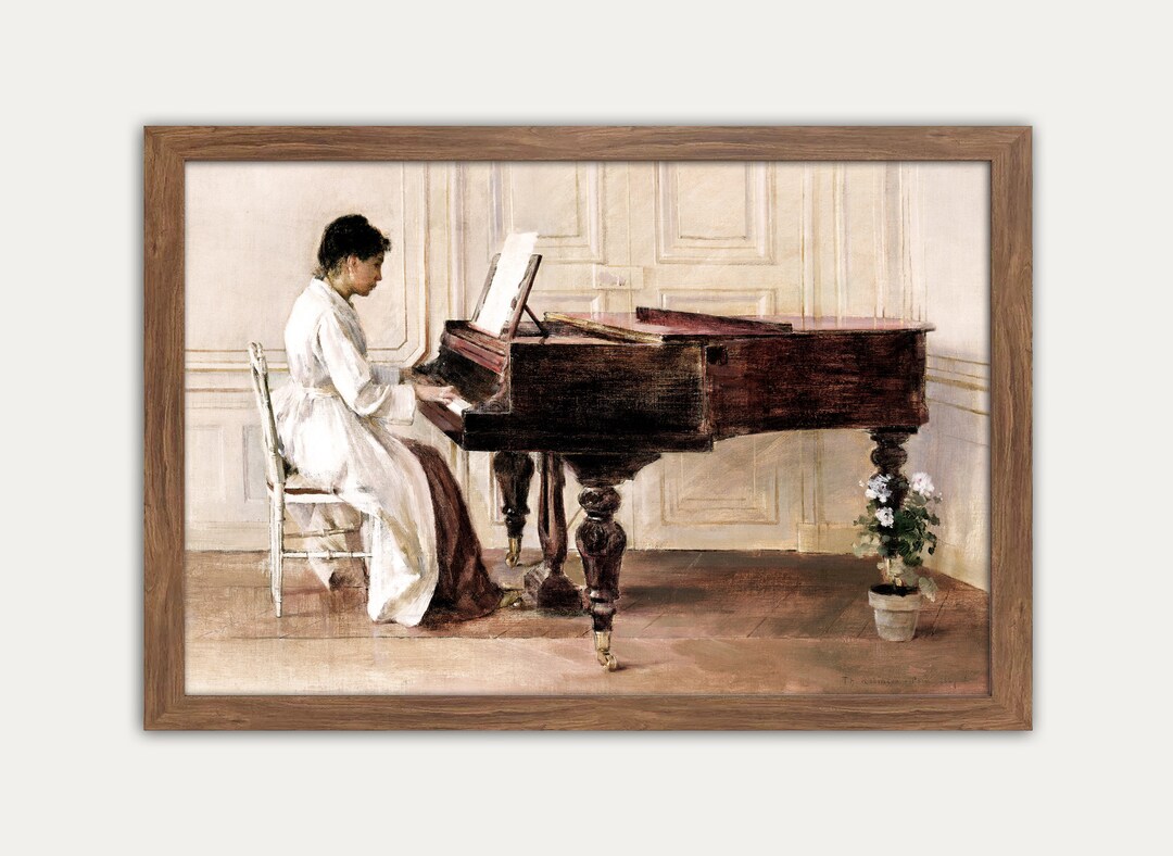 Piano Wall Art, Vintage Piano, Woman Playing Piano, Music Room, Piano ...