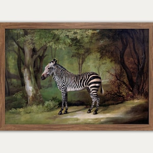 Vintage Zebra Painting Wall Art, Vintage Decor, Vintage Art, Curated Art, Oil Painting Art, George Stubbs, Antique Victorian Decor,