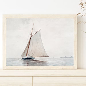 Sail Art Painting Printable Wall Art, Moody Seascape Painting, Printable Wall Art, Vintage Poster, Nautical wall art, Oil Painting Art