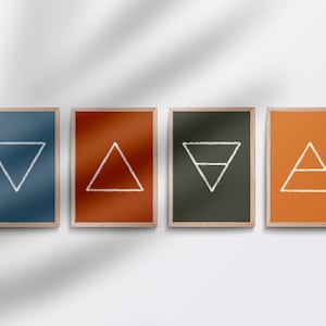 Four Elements Printable Wall Art, Earth Fire Wind Water, Alchemy Wall Art, 4 elements, Astrology Art, Yoga Wall Art