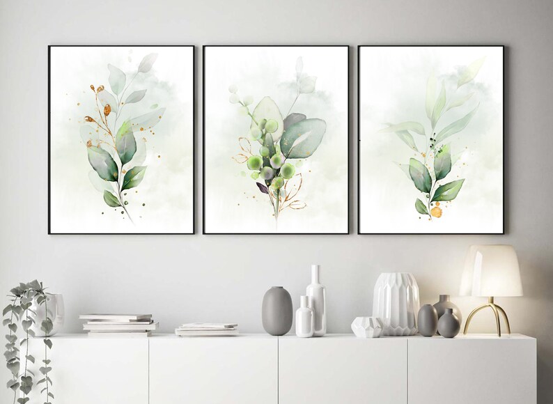 Eucalyptus Wall Art Set of 3 Wall Decor Greenery Printable Etsy