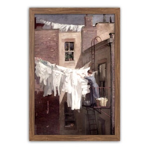 Vintage Laundry Art, Laundry Painting, Farmhouse Laundry, Printable Vintage Wall Art, Country Art Print, Oil Painting, Cottage, Rustic