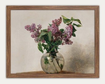 Lilac Wall Art, Purple Lilacs in a Vase, Still Life, Vintage Floral Print, Floral Still Life, Vintage Lilac Print, Lilac Art Print, Lavender