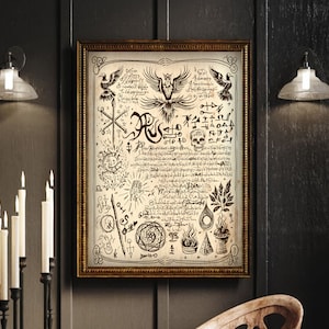 Hexen Buchseiten, Witchy Wall Art, Vintage Witch Decor, Okkultes Poster, Hexendruck, Dark Aesthetic, Wicca, Gothic, Okkultismus, gruselig