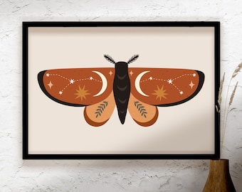 Boho Butterfly Wall Decor, Printable Butterfly Wall Art, Butterfly Art Print, Papillon Wall Decor, Vintage Butterfly, Insect Art Print