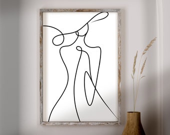 Line Art Woman Body, Abstract Woman Body Line, Female body line drawing, Simple Line Art, Female Body, Line Art Poster, Woman Poster