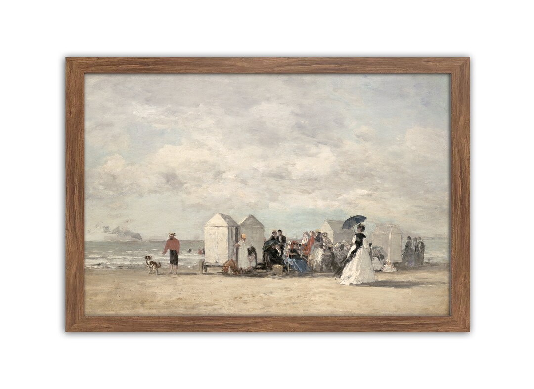 Vintage Beach Painting, Printable Wall Art, Seascape, Vintage Fashion