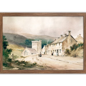 Cottage Wall Art, Country Landscape, Printable Art, French Cottage, Farmhouse Art Print, Rustic Decor, Vintage Art, Country House, Oil Paint