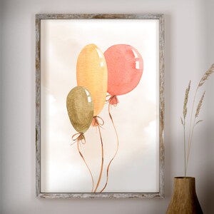 Balloons Printable Nursery Wall Art, Boho Nursery, Neutral Colors, Gender Neutral, Printable  Wall Art, Baby Room Decor, Earth Tones Baby
