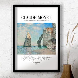 Claude Monet Wall Art, The Cliffs at Etretat, Classic Painting, Famous Paintings, Oil Painting Wall Art, Exhibition Wall Art, Museum poster
