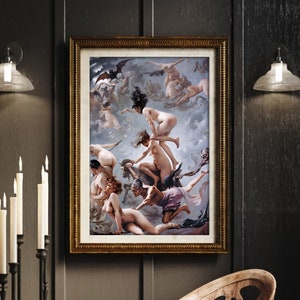 Witch Wall Art, Luis Ricardo Falero, Witches on the Sabbath, Witch Item, Witchy Art, Pagan Art, Dark Aesthetic, Wiccan Art, Satanic Art