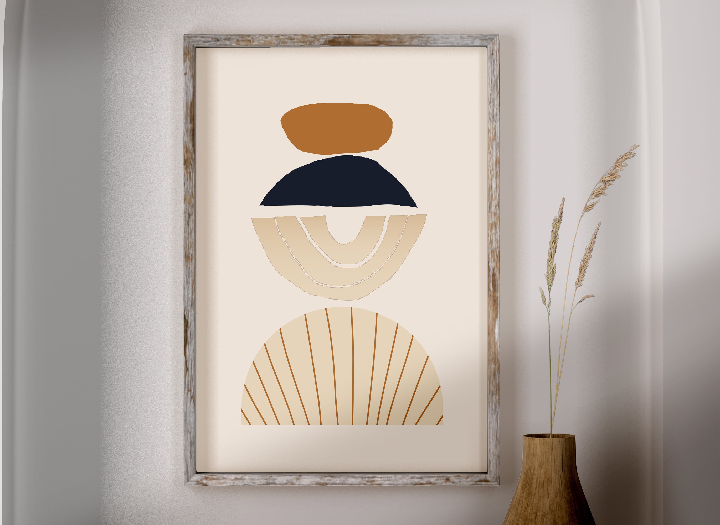 Boho Wall Art Set of 3 Mid Century Modern Wall Decor Instant | Etsy