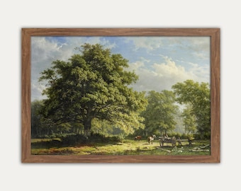 Vintage Landscape Oil Painting Wall Art, Decoración vintage, Arte vintage, Arte curado, Arte al óleo, Pinturas famosas, Arte mural de roble