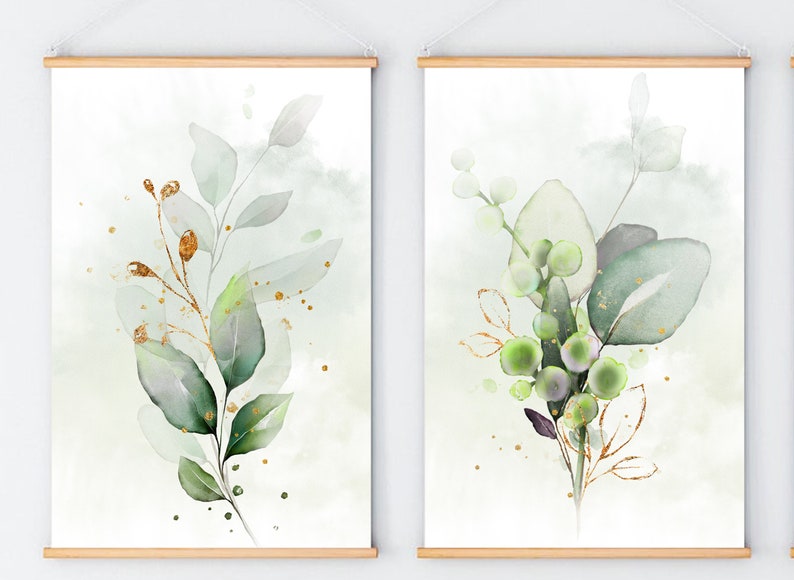 Eucalyptus Wall Art Set of 3 Wall Decor Greenery Printable Etsy