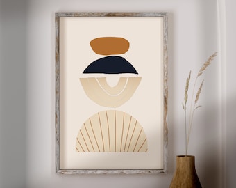 Mid Century Modern Wall Decor, Printable Abstract Wall Art, Moon Phase Art Print, Instant Download Wall Art, Printable Poster