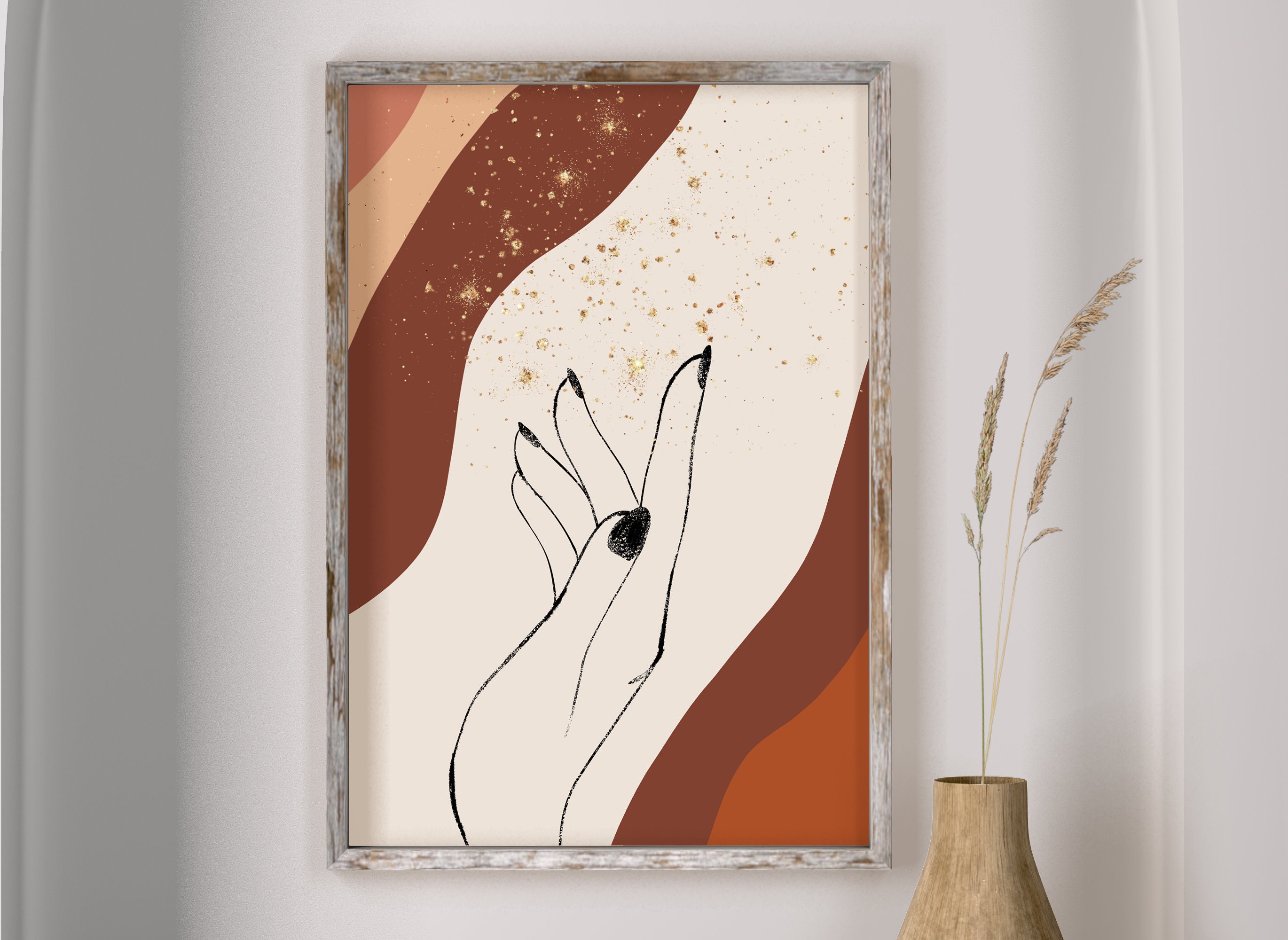 Wall Art Set of 5, Abstract Boho Art Set of 5 Prints Bundle, Printable ...