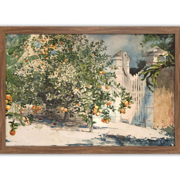 Arte de pared de naranjo, Flor de azahar, Arte de primavera, Decoración de cocina, Comedor, Cocina de campo, Naranjas, Pintura de cítricos, Cocina rústica