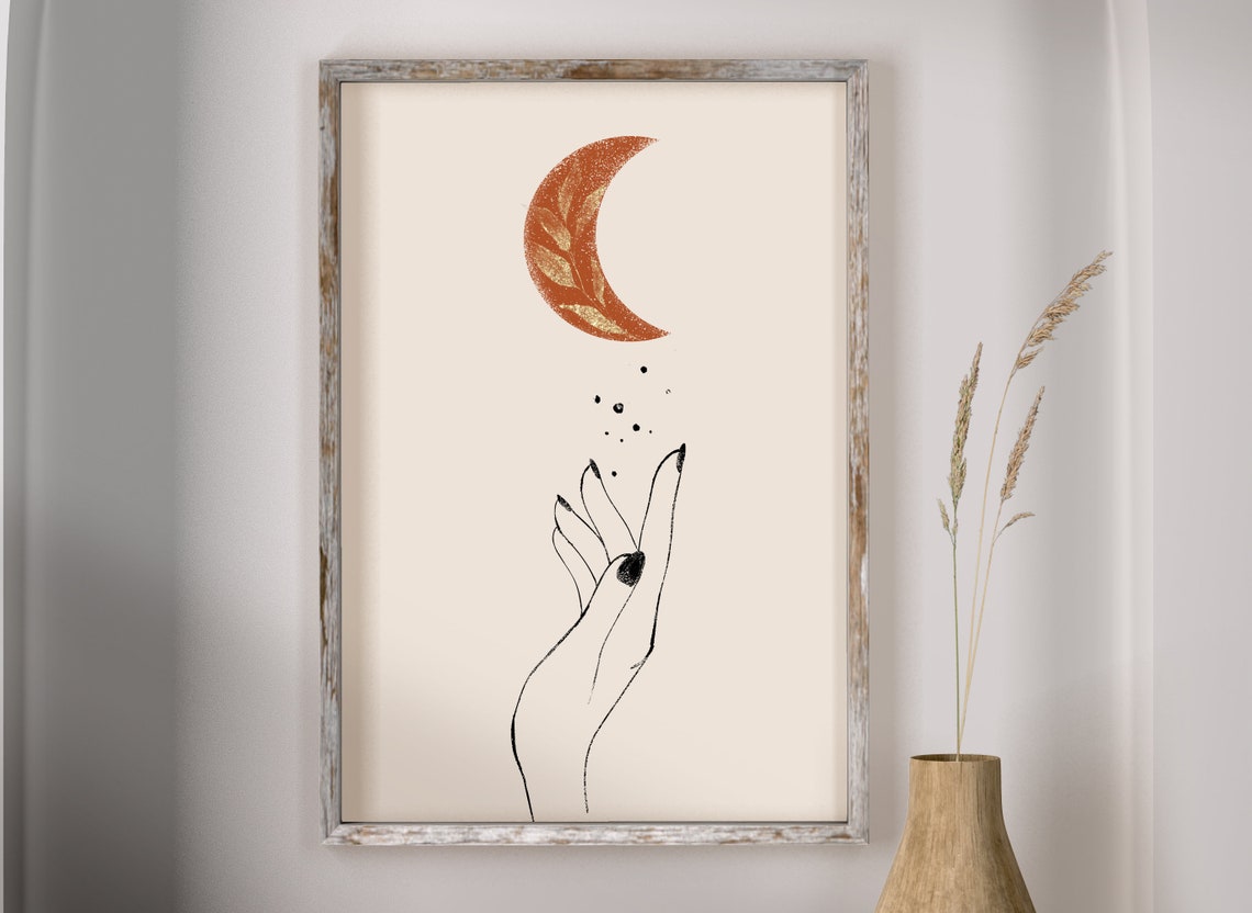 Printable Moon Wall Art Boho Moon Wall Decor Instant Etsy