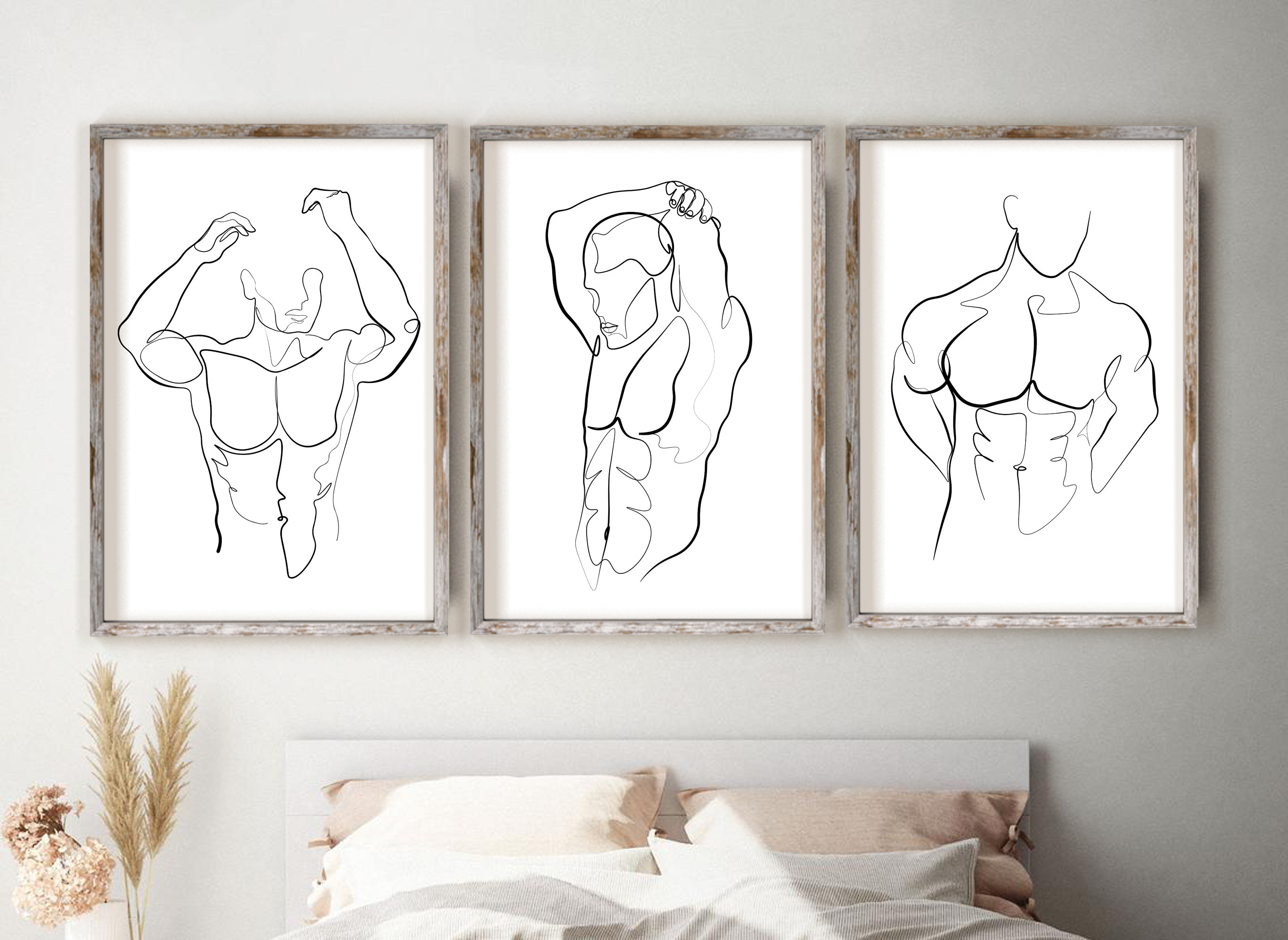 Gay Wall Art Set of 3, Line Art Male Body, Naked Man, Man Body Line Art, Gay Couple, Gay Art Prints, Gift ffor gay couple, Printable Gay