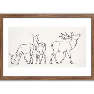 Deer Sketch, Vintage Animal Art, Reindeer, Woodland, rustic sketch, Vintage Deer, Printable, Vintage Sketch, Antique Etching, Minimalist