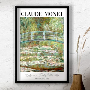 Claude Monet Wall Art, Bridge over a Pond of Water Lilies, Monet Poster, Famous Paintings, Oil Painting Wall Art, Exhibition Wall Art, Print