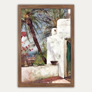 Capri Wall Art, Amalfi Coast, Printable Wall Art, Italy Art Print, Naive, Famous Paintings, positano, Palm trees, balcony, Summer, Italy Art
