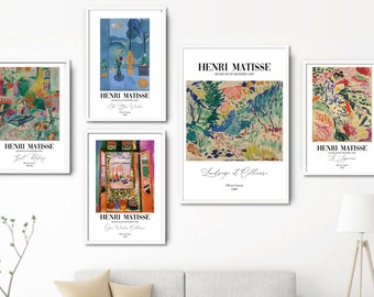 Henri Matisse Poster Set of 5, Collioure Summer, Blue window, Henri Matisse Printable Wall Art, Matisse Download, Girl Reading, Japonaise