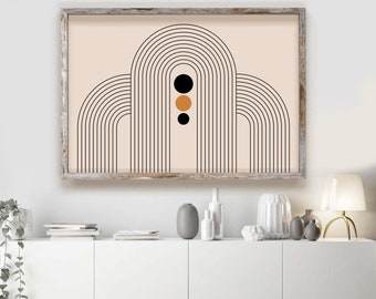 Horizontal Boho Rainbow Printable Wall Art Print, Instant download wall art, Black Rainbow art print, Boho Eclectic wall decor, Boho Art
