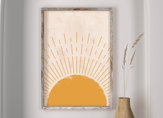 Boho Decor Abstract Sun Art Print,, Sunburst Neutral Colors Wall Art Printable, Mid Century Modern Printable Art, Sun Minimalist Poster