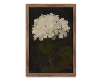 Hydrangea Painting, Botanical Wall Art, Flower Painting, Vintage Flower,  Farmhouse Decor, Vintage Wall Decor, Botanical, White Hydrangea