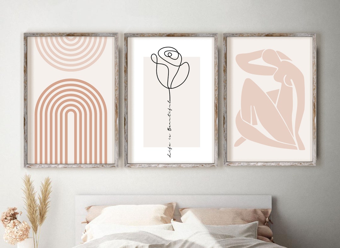 Bedroom Wall Art Set of 3, Nude Wall Art, Dressing Room Wall Art