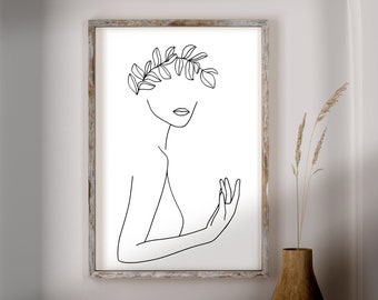 Line Art Woman Face Print, Woman with butterfly line art print, Female art, One Line drawing printable, Line Drawing Women, Female Face
