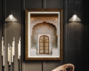 Moroccan Door Wall Art, Printable Moroccan door photo, Moroccan Print, Boho Print, Green Wall, Arabic Architecture, Eclectic Gallery Wall