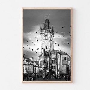 Prague Wall Art, Black and White Prague, Czech Republic, Travel Poster, City Photography, Photo Print, Prague Old Town, Printable Prague