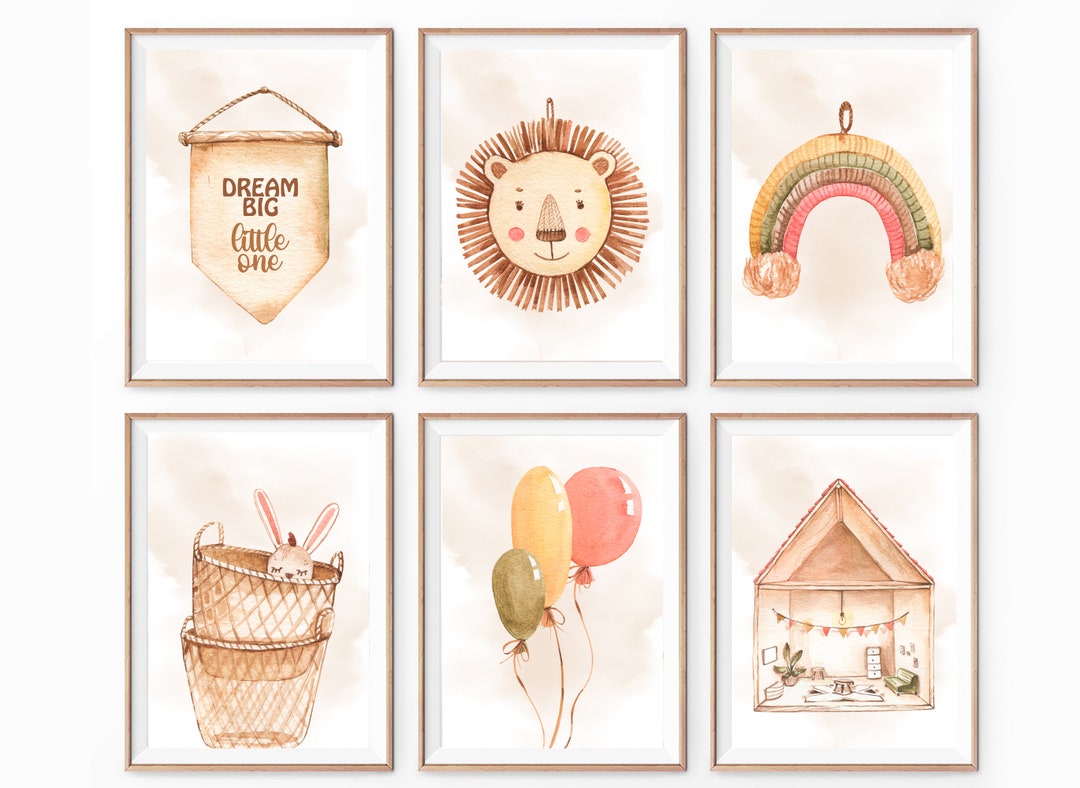 Nursery Wall Art Set of 6, Nursery Bundle, Gender Neutral, Printable