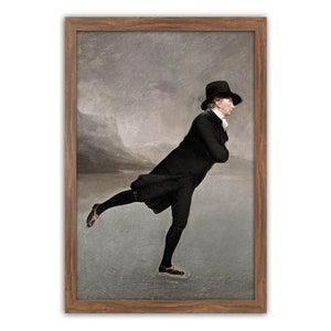 Vintage Winter Landscape, Skating Gentleman, Ice Skating, Winter, Cozy Winter, Rustic Winter, Vintage Christmas, Festive, Ice Skate Poster