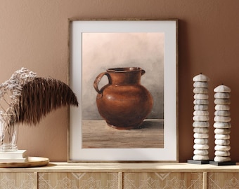 Jug Wall Art, Kitchen Decor, Terracotta Jug, Boho Kitchen, Vintage Wall Art, Rustic Kitchen, Vintage Kitchen, Farmhouse, Pottery Print
