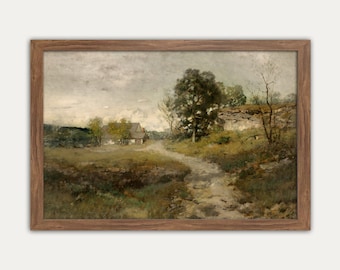 Paesaggio di campagna, Arte stampabile, Cottage francese, Stampa d'arte in agriturismo, Arredamento rustico, Arte vintage, Casa di campagna, Pittura ad olio, Stampa vintage,