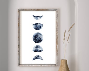 Maanfasen Print, Maanfasen Wall Art, Maanfase Print, Maanfase Kunst, Maanfase, Maankaart Poster, Hemelse Wall Art, Download