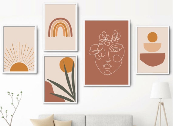 Line Face Wall Decor Gallery Wall Set Modern Art Boho Decor Wall Art Set of 5 Boho Art Set of 5 Prints Bundle White Abstract Face Prints