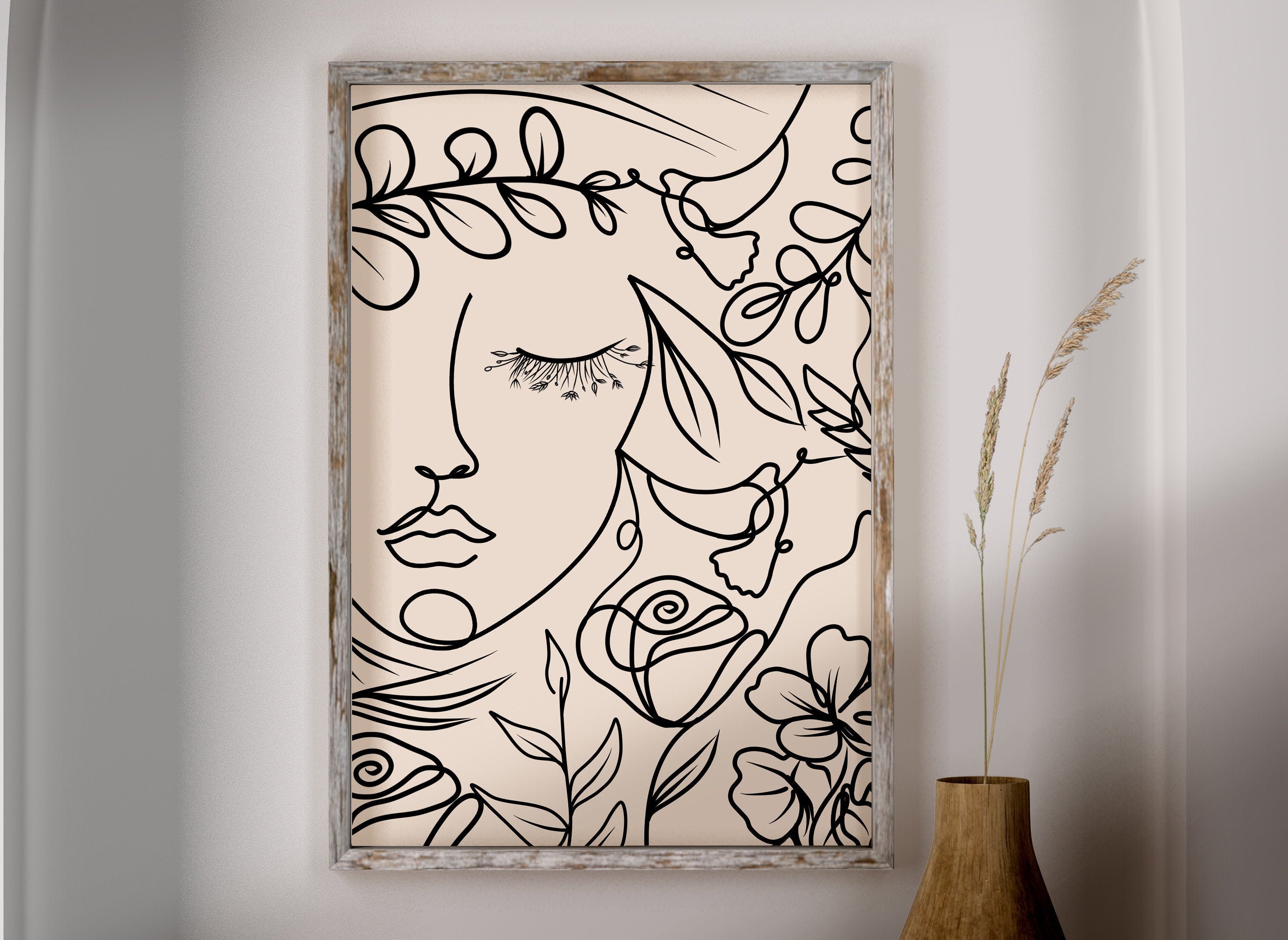 Woman Face One Line Drawing | Line Art Face Printable | Minimalist ...