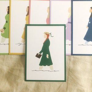 Anne with an E girls characters postcards eco printed recycled paper Anne of Green Gables art prints
